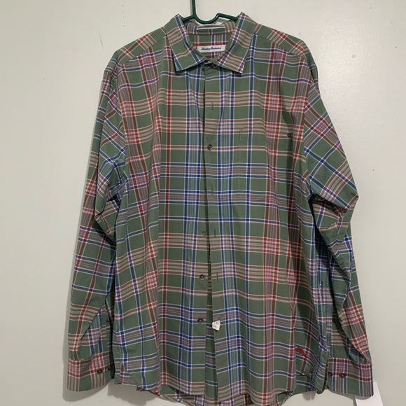 Tommy Bahama Long sleeve detail cuffs Paradise Poplin Plaid button down shirt XL - Picture 2 of 9